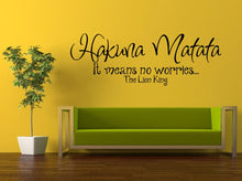 Load image into Gallery viewer, Wall Decal Vinyl Sticker Decals Interior Decor DIY Free Shipping Hakuna Matata It Means No Worries Quote Citation Words Cartoon Birds L515