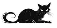Load image into Gallery viewer, Black Cat Wall Decal, Witchy Cat Wall Sticker, Gothic Cat Silhouette Wall Art, Halloween Cat Decor, Minimal Peel And Stick Wall Decal
