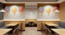 Load image into Gallery viewer, Cute Ice Cream Wall Decal, Smiling Ice Cream Wall Art, Ice Cream Shop Wall Decor, Dessert Wall Sticker, Cafe Wall Decal