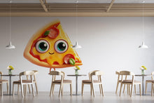 Load image into Gallery viewer, Cute Pizza Wall Decal, Smiling Pizza Slice Wall Art, Kawaii Pizza Wall Sticker, Kitchen Wall Decor, Restaurant Pizza Wall Decal