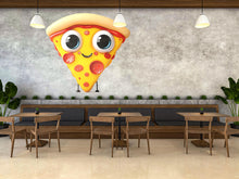 Load image into Gallery viewer, Cute Pizza Wall Decal, Smiling Pizza Slice Wall Sticker, Kawaii Pizza Wall Art, Kitchen Wall Decor, Restaurant Cafe Pizza Wall Decal