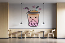 Load image into Gallery viewer, Cute Bubble Tea Wall Decal, Kawaii Boba Wall Sticker, Smiling Bubble Tea Wall Art, Cafe Wall Decor, Drink Shop Wall Decal