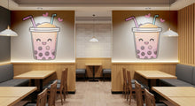 Load image into Gallery viewer, Cute Bubble Tea Wall Decal, Kawaii Boba Wall Sticker, Smiling Bubble Tea Wall Art, Cafe Wall Decor, Drink Shop Wall Decal