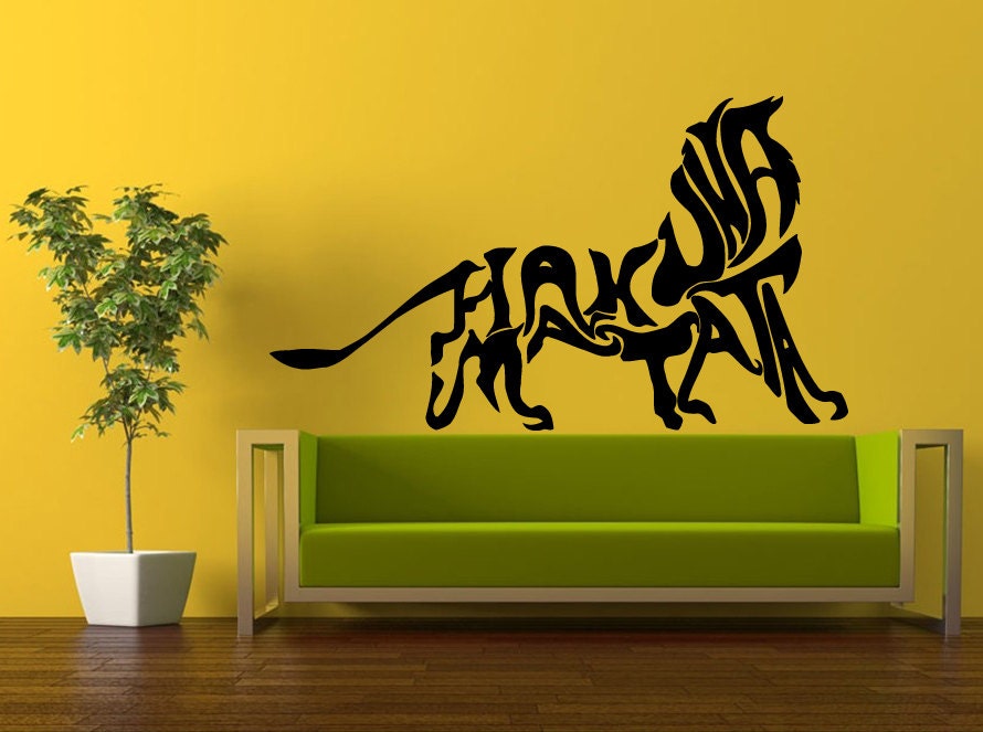 Wall Decal Vinyl Sticker Decals Interior Decor DIY Hakuna Matata It Means No Worries Quote Citation Words Cartoon Lion Simba L512