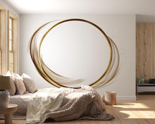Load image into Gallery viewer, Minimalist Gold Circle Wall Decal, Abstract Line Art Wall Sticker, Modern Bedroom Wall Decor, Neutral Home Wall Art, Peel And Stick Wall