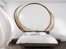 Load image into Gallery viewer, Minimalist Gold Circle Wall Decal, Abstract Line Art Wall Sticker, Modern Bedroom Wall Decor, Neutral Home Wall Art, Peel And Stick Wall