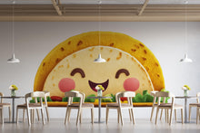 Load image into Gallery viewer, Cute Taco Wall Decal, Smiling Taco Wall Sticker, Kawaii Taco Wall Art, Mexican Restaurant Decor, Cafe Kitchen Food Wall Decal