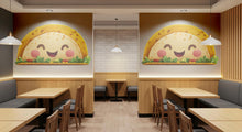 Load image into Gallery viewer, Cute Taco Wall Decal, Smiling Taco Wall Sticker, Kawaii Taco Wall Art, Mexican Restaurant Decor, Cafe Kitchen Food Wall Decal