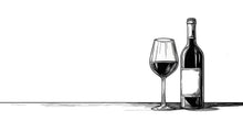 Load image into Gallery viewer, Wine Glass And Bottle Wall Decal, Minimalist Wine Bar Wall Art, Line Art Wine Decor, Restaurant Cafe Wall Sticker, Modern Bar Decor