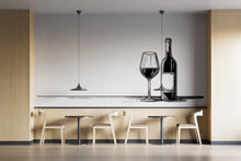 Load image into Gallery viewer, Wine Glass And Bottle Wall Decal, Minimalist Wine Bar Wall Art, Line Art Wine Decor, Restaurant Cafe Wall Sticker, Modern Bar Decor