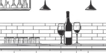 Load image into Gallery viewer, Wine Bar Wall Decal Line Art, Restaurant Wine Wall Art, Modern Wine Bottle And Glass Mural, Cafe Bar Wall Sticker, Minimalist Wine Decor