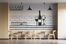 Load image into Gallery viewer, Wine Bar Wall Decal Line Art, Restaurant Wine Wall Art, Modern Wine Bottle And Glass Mural, Cafe Bar Wall Sticker, Minimalist Wine Decor