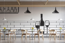 Load image into Gallery viewer, Wine Bar Wall Decal Line Art, Restaurant Wine Wall Art, Modern Wine Bottle And Glass Mural, Cafe Bar Wall Sticker, Minimalist Wine Decor