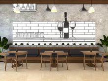 Load image into Gallery viewer, Wine Bar Wall Decal Line Art, Restaurant Wine Wall Art, Modern Wine Bottle And Glass Mural, Cafe Bar Wall Sticker, Minimalist Wine Decor