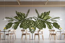 Load image into Gallery viewer, Hops Wall Decal Brewery Decor, Botanical Hop Cone Wall Art, Craft Beer Restaurant Mural, Modern Greenery Bar Wall Sticker