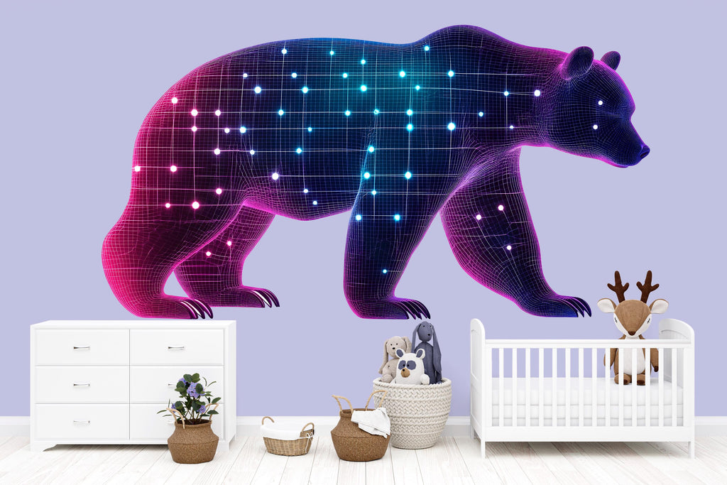 Constellation Bear Wall Art, Nursery Bear Decor, Galaxy Animal Wall Art, Kids Room Decor, Modern Nursery Mural 378mv
