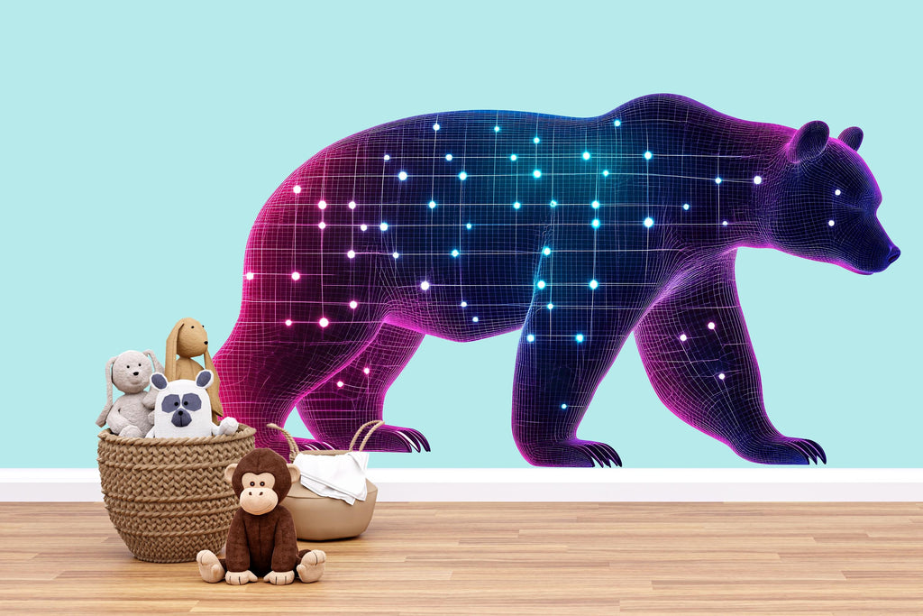 Constellation Bear Wall Art, Nursery Bear Decor, Galaxy Animal Wall Art, Kids Room Decor, Modern Nursery Mural 378mv