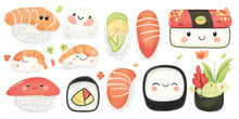 Load image into Gallery viewer, Cute Sushi Wall Mural Kawaii Japanese Food Wallpaper Restaurant Cafe Decor Kids Wall Art 380mv