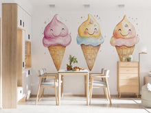 Load image into Gallery viewer, Cute Ice Cream Wall Mural Watercolor Ice Cream Cafe Wall Art Dessert Decor 386mv