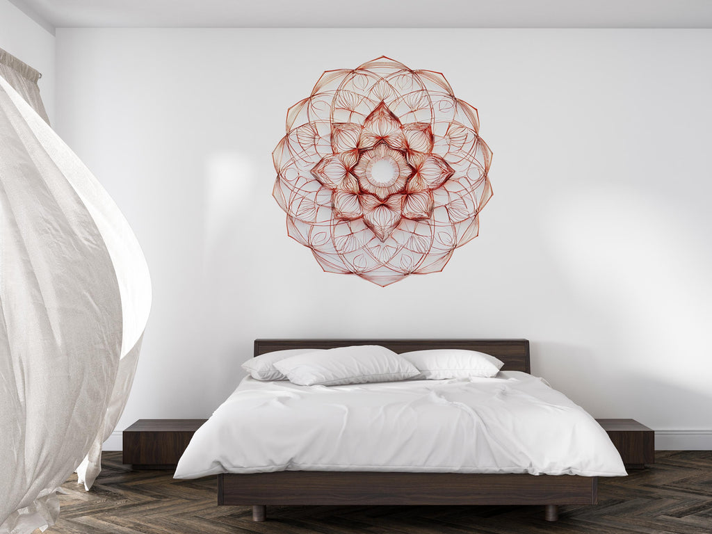 Mandala Wall Decal, Sacred Geometry Wall Sticker, Minimalist Mandala Wall Art, Boho Bedroom Decor, Peel And Stick Mandala Decal, Modern Wall