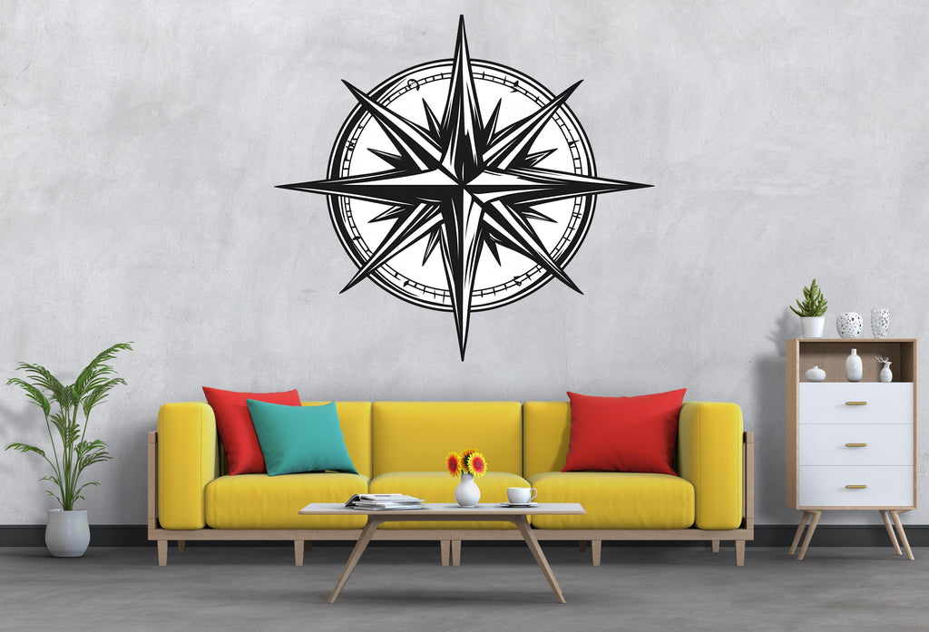 Compass Rose Wall Mural Black Nautical Compass Wall Art Modern Decor 352mv