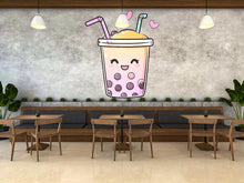 Load image into Gallery viewer, Kawaii Bubble Tea Wall Mural Cute Boba Drink Cafe Wall Art Decor 391mv
