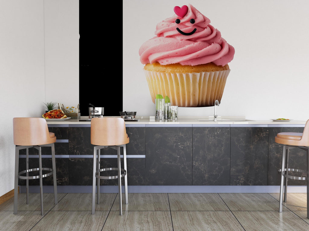 Cute Cupcake Wall Mural Pink Cupcake Cafe Bakery Wall Art Decor 393mv