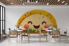 Load image into Gallery viewer, Cute Taco Wall Mural Smiling Taco Restaurant Cafe Wall Art Decor 395mv