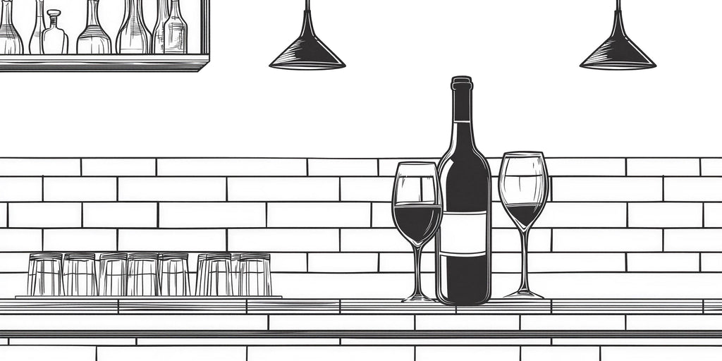 Minimal Wine Bar Wall Mural Line Art Restaurant Decor 398mv