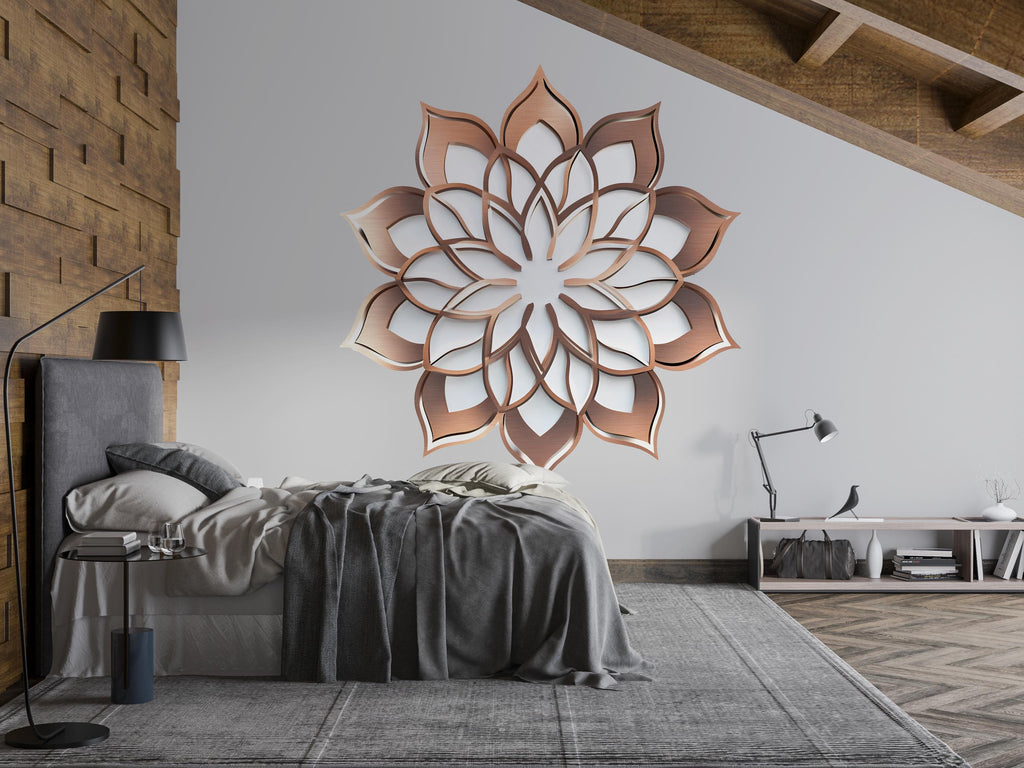 Lotus Mandala Wall Decal, Sacred Geometry Wall Sticker, Modern Lotus Wall Art, Boho Bedroom Decor, Peel And Stick Mandala Decal, Meditation