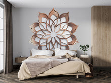 Load image into Gallery viewer, Lotus Mandala Wall Decal, Sacred Geometry Wall Sticker, Modern Lotus Wall Art, Boho Bedroom Decor, Peel And Stick Mandala Decal, Meditation