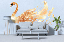 Load image into Gallery viewer, Golden Swan Wall Decal, Elegant Swan Wall Sticker, Luxury Bird Wall Art, Gold Swan Bedroom Decor, Peel And Stick Wall Decal, Modern Glam