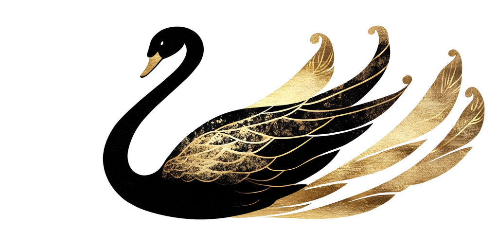Black And Gold Swan Wall Decal, Elegant Swan Nursery Wall Sticker, Luxury Swan Wall Art, Baby Girl Nursery Decor, Peel And Stick Wall Decal