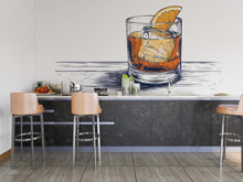 Load image into Gallery viewer, Hand Drawn Whiskey Wall Decal, Old Fashioned Cocktail Wall Art, Sketch Style Bar Mural, Restaurant Lounge Wall Sticker