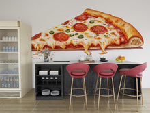 Load image into Gallery viewer, Cheesy Pizza Slice Wall Decal, Pepperoni Pizza Wall Art, Pizzeria Restaurant Mural, Food Illustration Wall Sticker