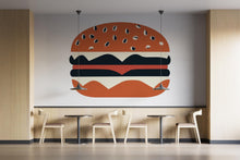 Load image into Gallery viewer, Burger Wall Decal, Minimal Burger Wall Art, Restaurant Wall Sticker, Modern Fast Food Wall Decor