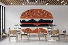 Load image into Gallery viewer, Burger Wall Decal, Minimal Burger Wall Art, Restaurant Wall Sticker, Modern Fast Food Wall Decor