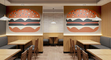 Load image into Gallery viewer, Burger Wall Decal, Minimal Burger Wall Art, Restaurant Wall Sticker, Modern Fast Food Wall Decor