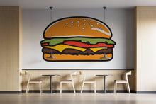 Load image into Gallery viewer, Burger Wall Decal, Cartoon Burger Wall Art, Fast Food Wall Sticker, Restaurant Wall Decor