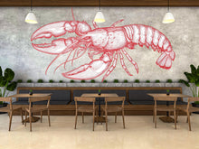 Load image into Gallery viewer, Vintage Lobster Wall Decal Red Lobster Illustration Wall Sticker Nautical Seafood Kitchen Restaurant Cafe Coastal Wall Art