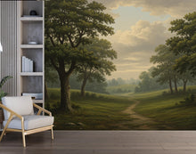 Load image into Gallery viewer, Forest Tree Wallpaper Mural, Birch Pine Trees, Dark Olive Green 238DE