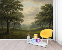 Load image into Gallery viewer, Forest Tree Wallpaper Mural, Birch Pine Trees, Dark Olive Green 238DE