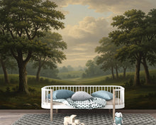 Load image into Gallery viewer, Forest Tree Wallpaper Mural, Birch Pine Trees, Dark Olive Green 238DE