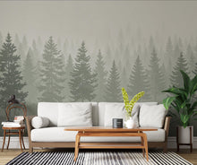 Load image into Gallery viewer, Dreamy Forest Wallpaper Mural – Watercolor Evergreen Trees, Forest wallpaper, Pine Tree Wall Art for Nursery Room 239DE