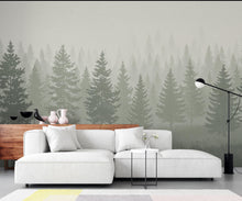 Load image into Gallery viewer, Dreamy Forest Wallpaper Mural – Watercolor Evergreen Trees, Forest wallpaper, Pine Tree Wall Art for Nursery Room 239DE