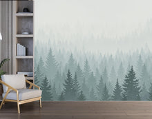 Load image into Gallery viewer, Dreamy Forest Wallpaper Mural – Watercolor Evergreen Trees, Forest wallpaper, Pine Tree Wall Art for Nursery Room 240DE
