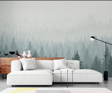 Load image into Gallery viewer, Dreamy Forest Wallpaper Mural – Watercolor Evergreen Trees, Forest wallpaper, Pine Tree Wall Art for Nursery Room 240DE