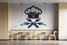 Load image into Gallery viewer, Chef Hat Wall Decal Restaurant Wall Sticker Kitchen Decor Culinary Wall Art Cafe Bistro Modern Food Wall Decor