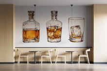 Load image into Gallery viewer, Whiskey Wall Decal Bar Wall Sticker Whiskey Bottle Glass Wall Art Bar Decor Restaurant Man Cave Wall Decor