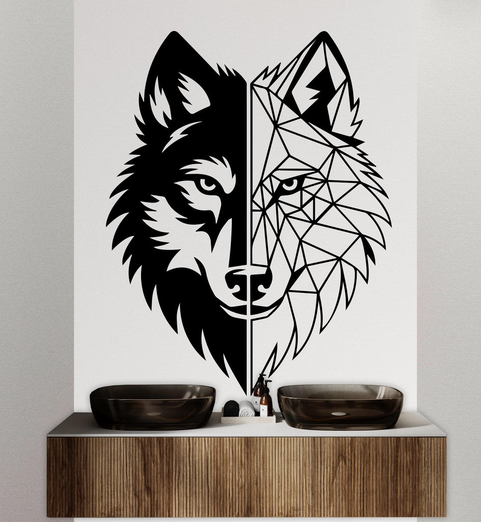 Wolf Polygonal wall decal Wolf Geometric decor Wolf wall art Decal Wolf Lover Animals Wolf Wall Bathroom Wall Decals Stickers Vinyl 241DE